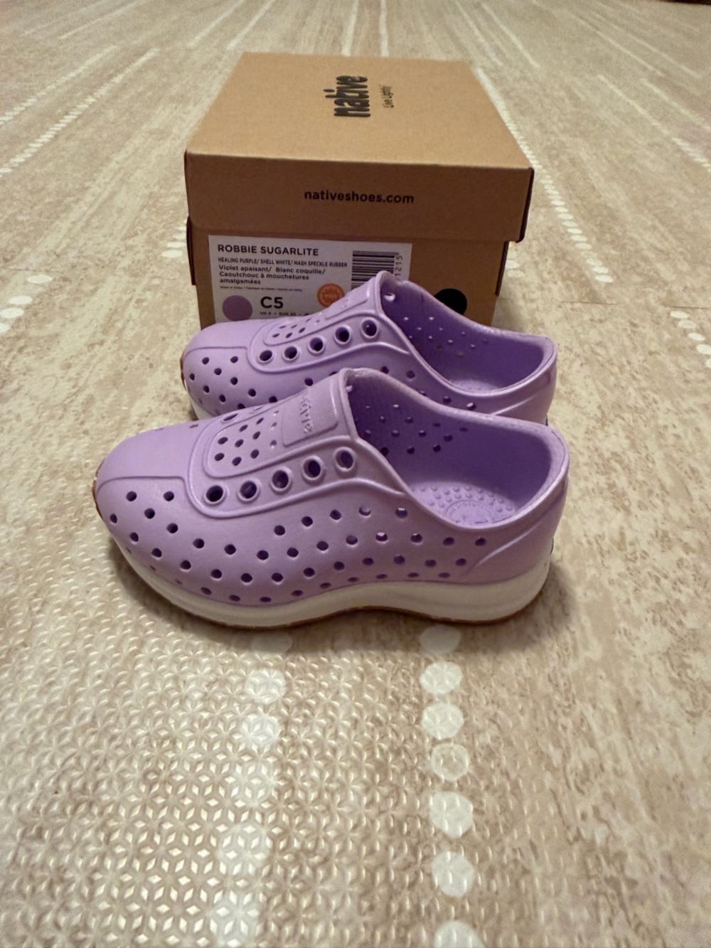 NWT Native Shoes Kids Lavender Slip-On Perforated Sneaker